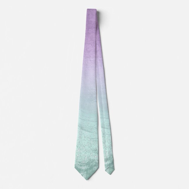 Cravate Elégant moderne ombre violet & menthe parties scin (Devant)