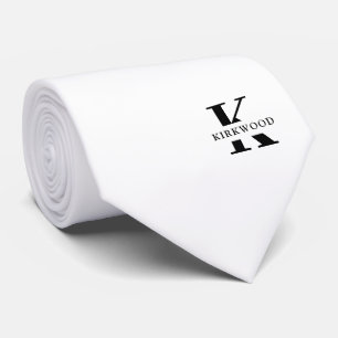 Cravate Élégant monogramme   Blanc noir