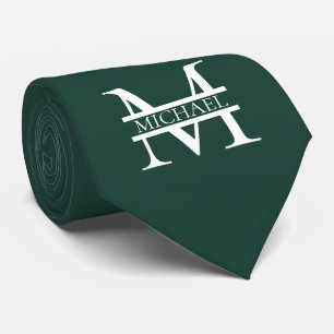 Cravate Élégant Monogramme et nom Emerald Green Personnali
