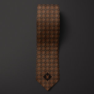 Cravate Élégant monogramme Mandala en cuivre