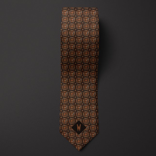 Cravate Élégant monogramme Mandala en cuivre (Créateur téléchargé)