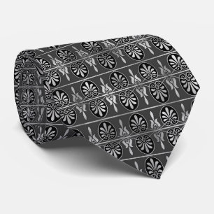Cravate élégant motif carrelé noir argent