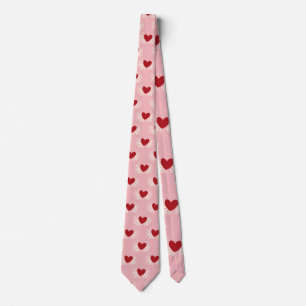 Cravate Élégant motif de cœur gribouillé rose et blanc mod