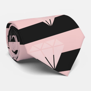 Cravate Élégant motif rose  en bande de diamant