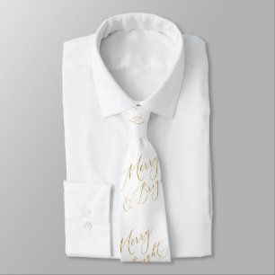 Cravate Élégant Nœud Papillon Doré Script Joyeux Et Lumine
