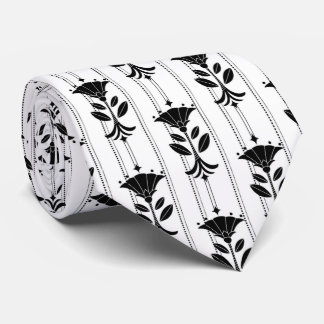 Cravate élégant noir blanc art déco motif