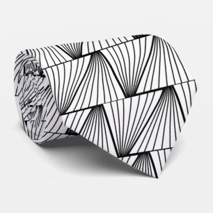 Cravate élégant noir blanc art déco motif