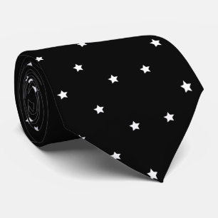 Cravate Élégant noir blanc étoiles motif hommes