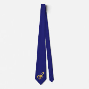 Cravate Elégant or - Bleu Scorpio Zodiac