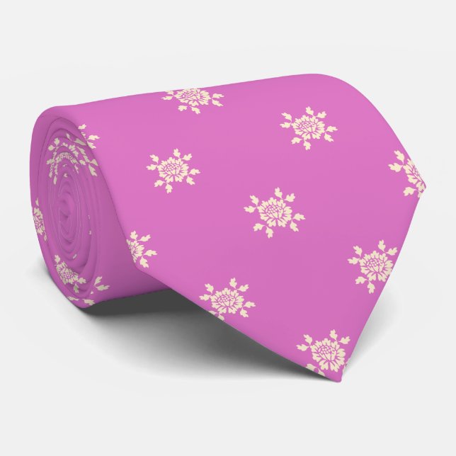 Cravate Elegant Pink White Floral Pattern Groom Gift   (Roulé)
