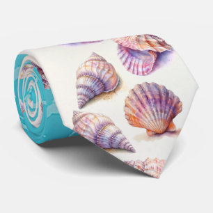 Cravate Elégant Plage Mariage Coquillages Perles Nautiques