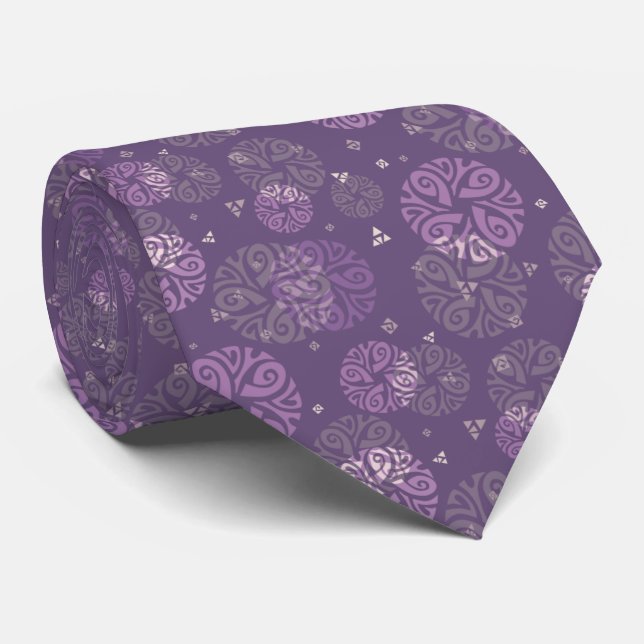 Cravate Élégant Purple Ethnic Circle Motif (Roulé)