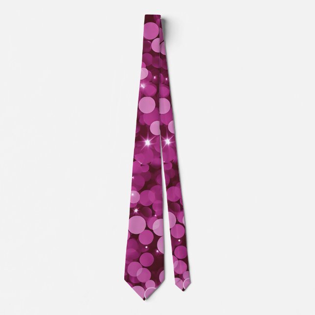 Cravate Élégant Séquin Glamorisant Rose Chaud (Devant)