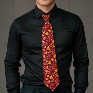 Cravate Élégant Tie Floral Automnal Botanique aux Couleurs