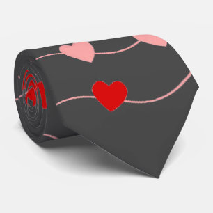 Cravate Élégant Valentines Jour Chaîne de Coeurs Hommes