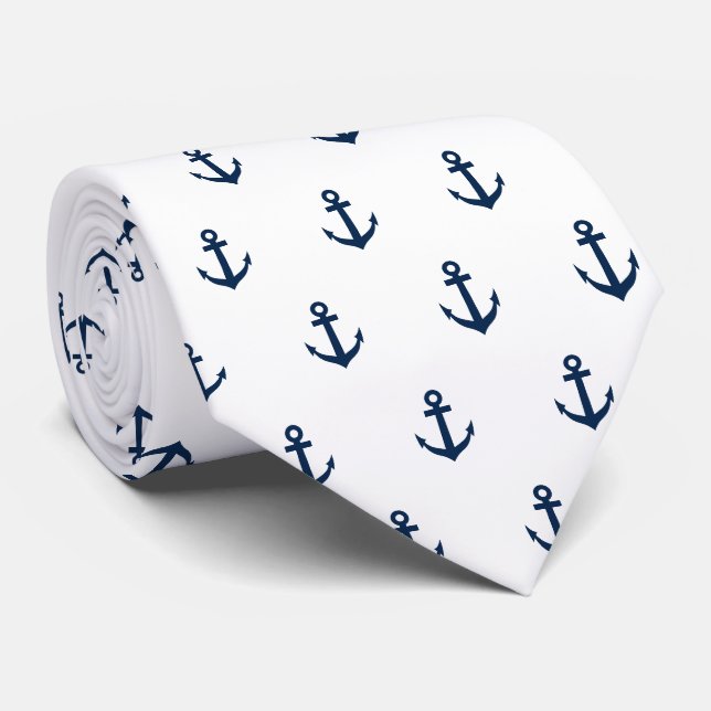Cravate Elégante carte marine bleu et blanc (Roulé)