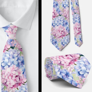 Cravate Élégante Hydrangée rose Bleu