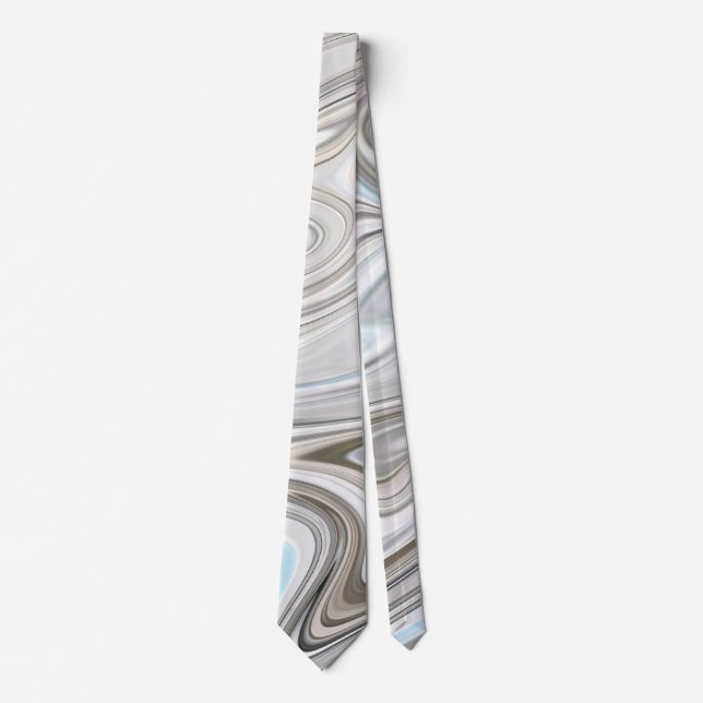 Cravate Elégante Motif en marbre blanc et gris Faux (Devant)