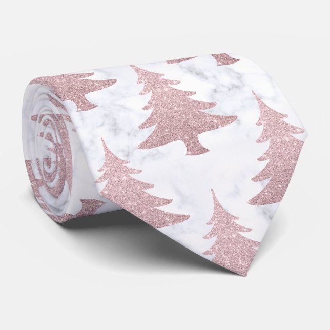 Cravate Elégante Parties scintillant Rose or & Marble Arbr (Roulé)