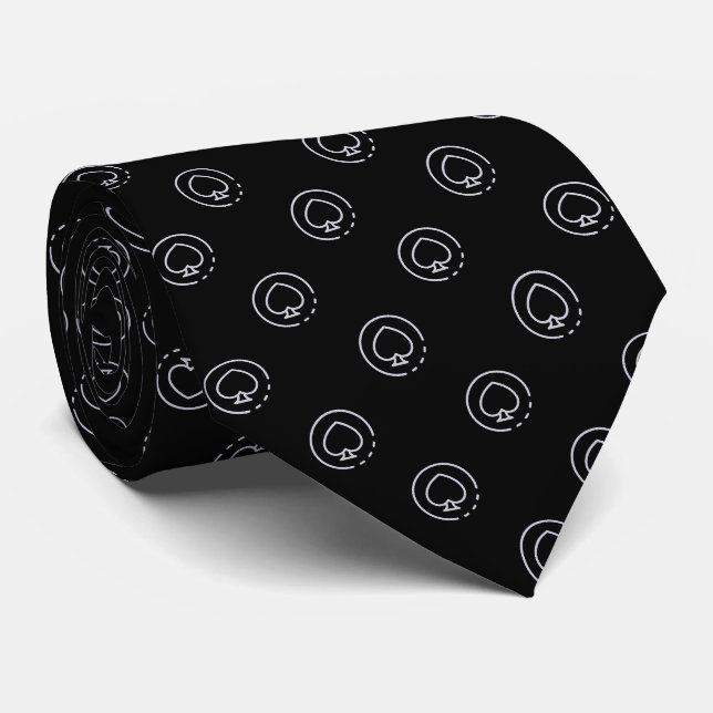 Cravate Élégante pièce de pique gris-noir (Roulé)