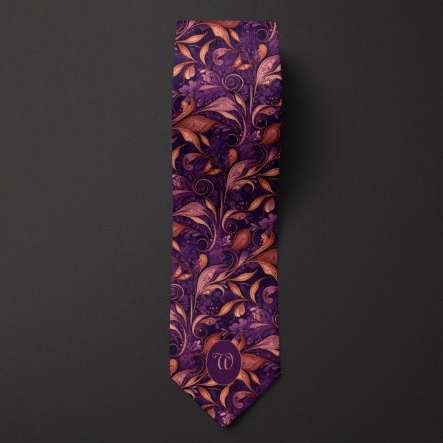 Cravate Élégante Plum & Cuivre Botanique (Créateur téléchargé)
