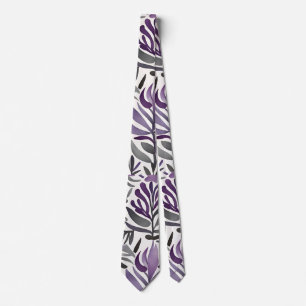 Cravate Eléments floraux en violet