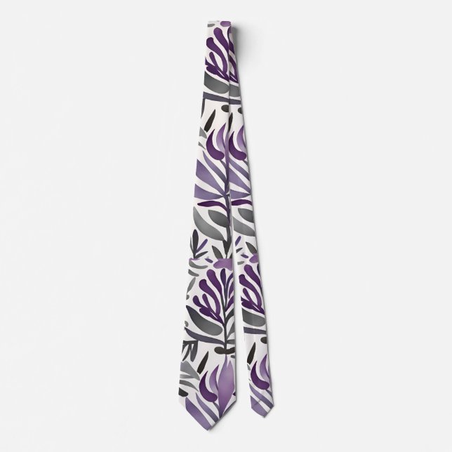 Cravate Eléments floraux en violet (Devant)