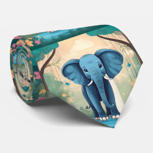 Cravate Eléphant Bébé Bleu Whimsical,