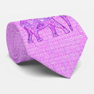Cravate Éléphant de remous de fractale - pourpre et
