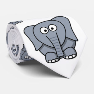 Cravate Éléphant mignon, drôle, gris de bande dessinée