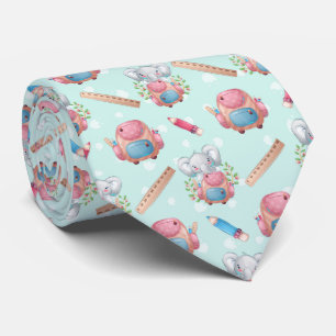Cravate Éléphant motif de rentrée scolaire