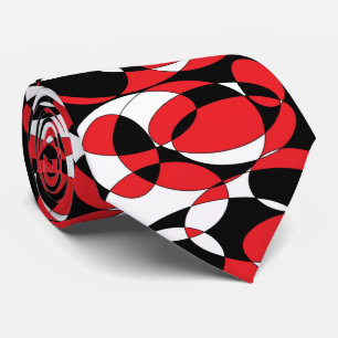 Cravate elliptique rouge, noir et blanc