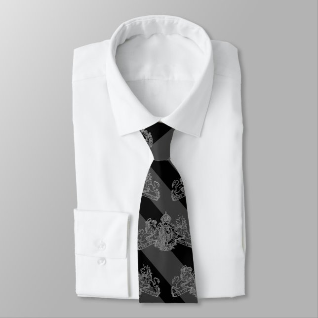 Cravate Emblème noir Tuxedo Stripe Argent (Attaché)