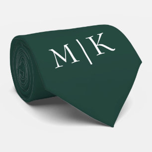 Cravate Emerald Green et White   Monogramme moderne