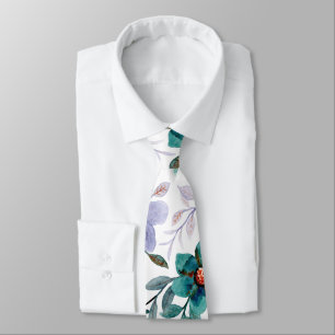 Cravate Émeraude Lilac Aquarelle Motif Floral