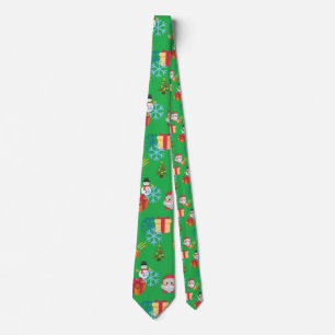 Cravate emoji de Noël vert
