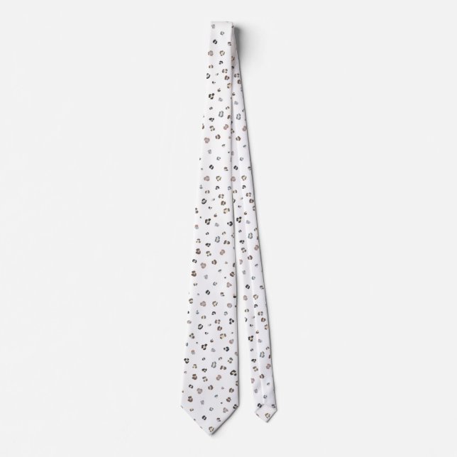 Cravate Empreinte de léopard blanc moderne (Devant)