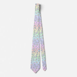 Cravate Empreinte de léopard Pastel Rainbow