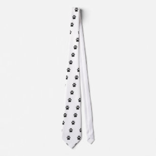 Cravate Empreinte de patte Chien Noir Avec Flouris Blanc