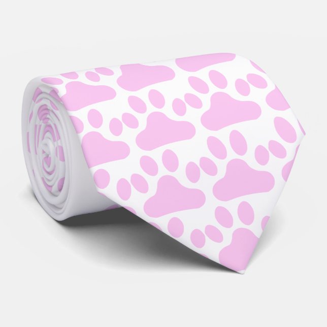Cravate Empreinte de patte rose (Roulé)