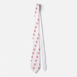 Cravate Empreinte de patte rose aux coeurs
