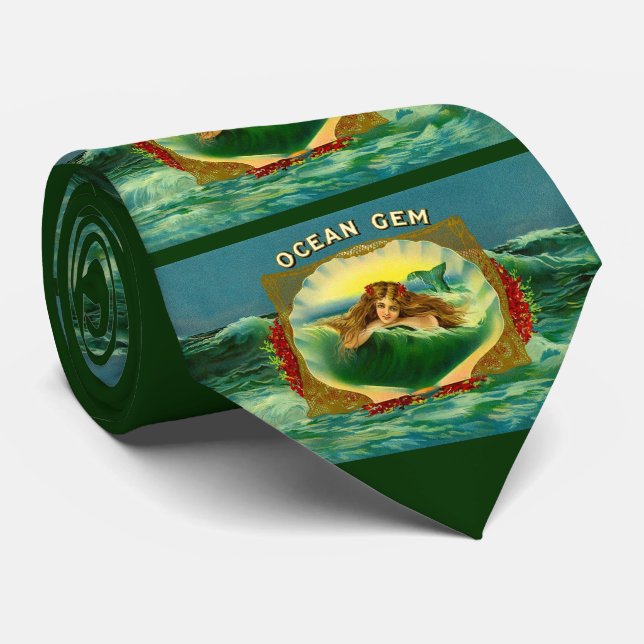Cravate Empreinte étiquette cigare de sirène Ocean Gem (Roulé)