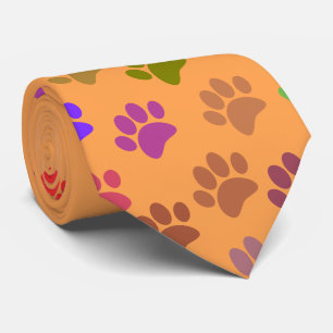 Cravate Empreintes de pattes De Chiot Colorés Avec Texte P