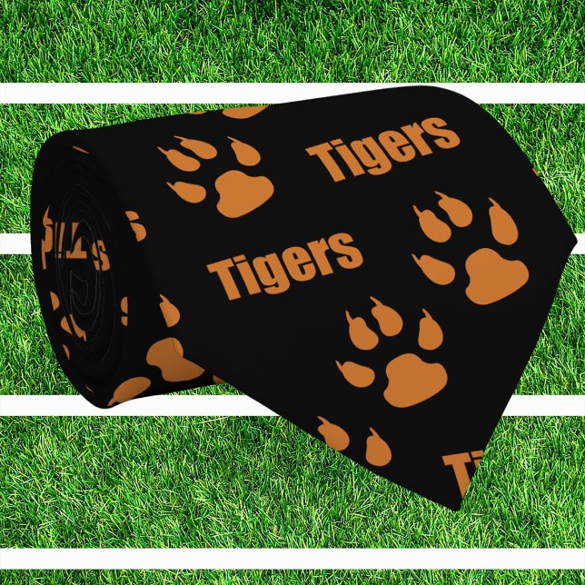 Cravate Empreintes de pattes de tigres avec texte de tigre (Créateur téléchargé)