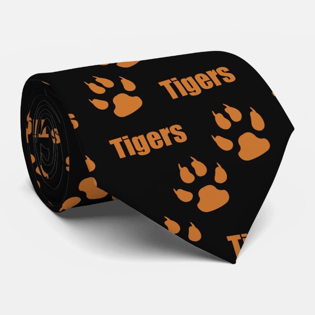 Cravate Empreintes de pattes de tigres avec un texte tigre (Roulé)