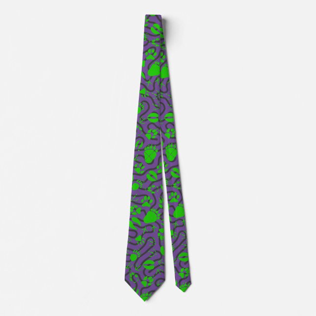 Cravate Empreintes de pied 01.b.green Violet BG (Devant)