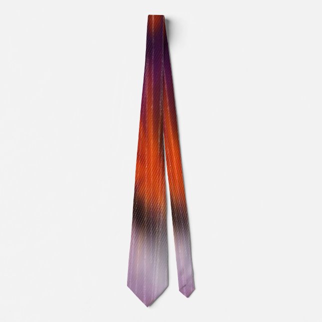 Cravate en bande d'art violet orange ombre (Devant)