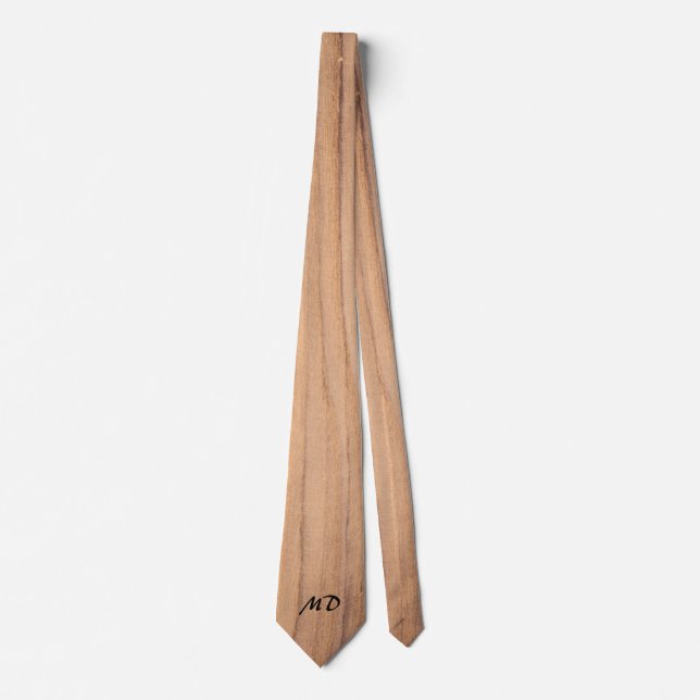 Cravate en bois légère de monogramme (Devant)