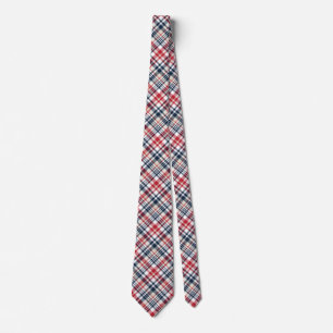 Cravate en plaid rouge, blanc et bleu
