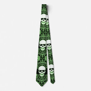 Cravate en soie gothique verte de Reaper des